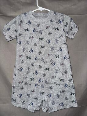 Carter’s Baby Bug Print Short Sleeve Romper Gray Insect Garden Snail, Size 24M